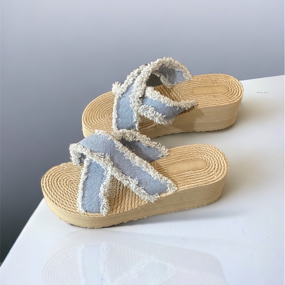 Wedge Sandals for Women Open Toe Espadrilles Platform/ Crisscross Design - Picture 4 of 10